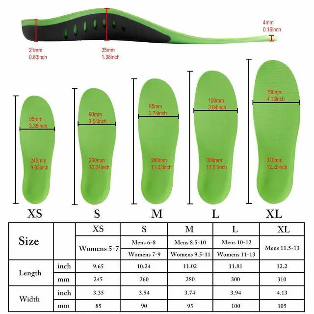 Alt view image 4 of 6 - Orthotic Shoe Insoles Inserts Flat Feet High Arch Support For Plantar Fasciitis - Medium