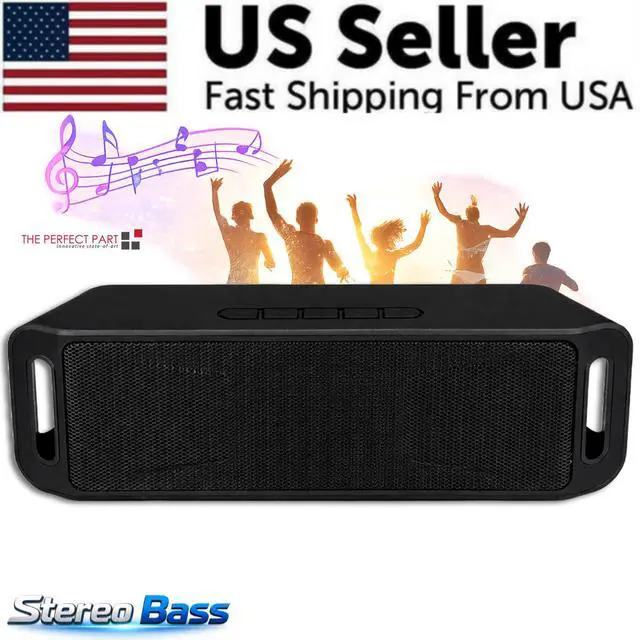 Main image of Bluetooth Speaker Wireless Waterproof Outdoor Stereo Bass USB/TF/FM Radio LOUD - Black