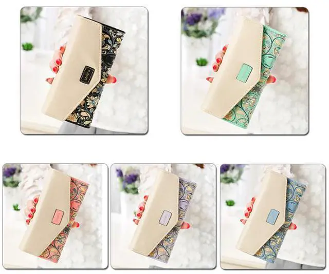 Alt view image 3 of 6 - Fashion Women Leather Envelope Clutch Wallet Long Card Holder Purse Bag Handbag - Purple