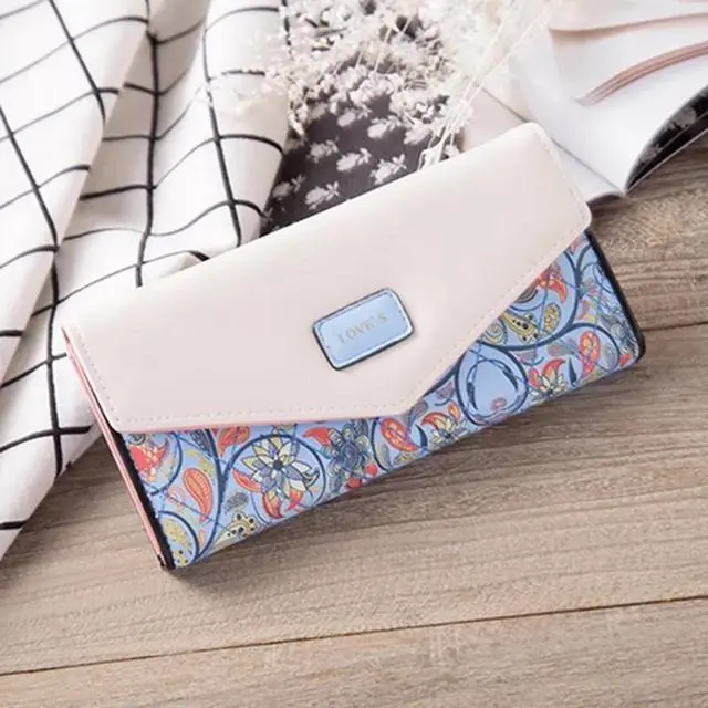 Main image of Fashion Women Leather Envelope Clutch Wallet Long Card Holder Purse Bag Handbag - Blue