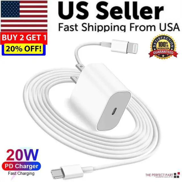 Alt view image 2 of 6 - Super Fast Charger Type C For iPhone 14 13 12 11 Pro Max XS XR 8 7 6 Plus USB-C - 20W Adapter + 3FT Cable
