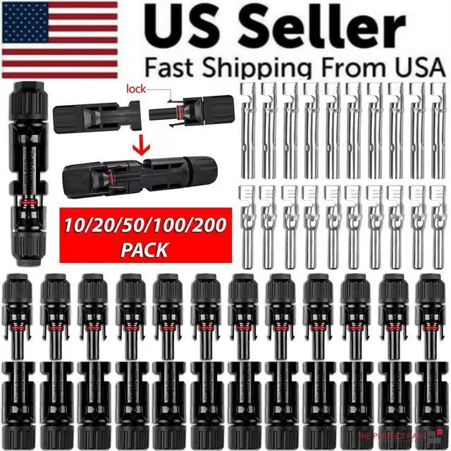 Main image of 10/20/50/100/200 Pairs Male Female Solar Cable Connectors For DIY Solar Panel US - 200 Pairs