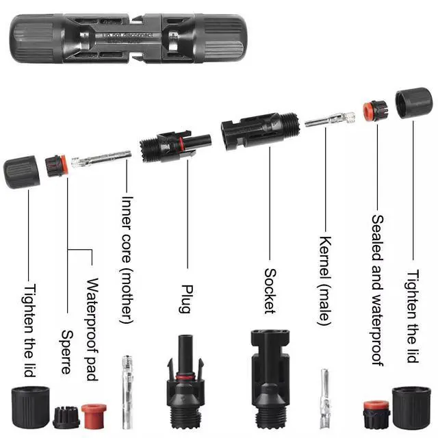 Alt view image 2 of 6 - 10/20/50/100/200 Pairs Male Female Solar Cable Connectors For DIY Solar Panel US - 200 Pairs