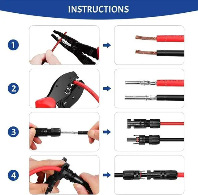 Alt view image 5 of 6 - 10/20/50/100/200 Pairs Male Female Solar Cable Connectors For DIY Solar Panel US - 200 Pairs