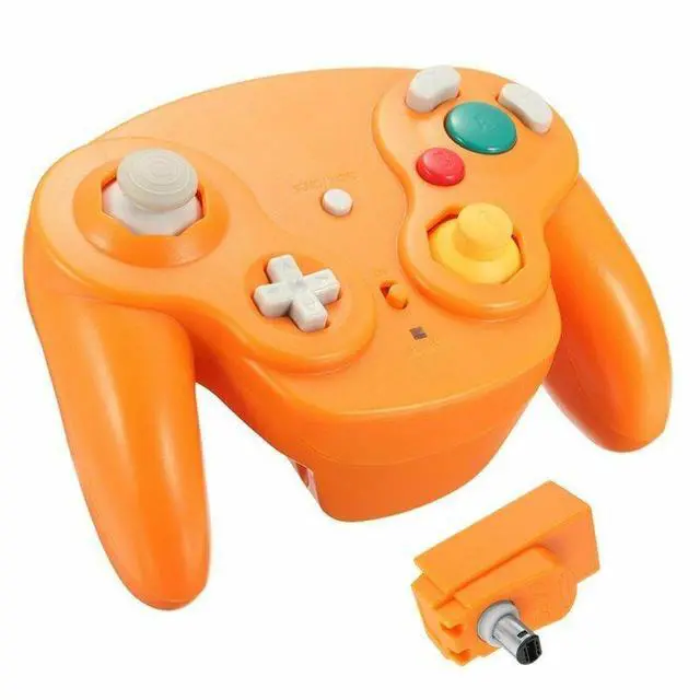 Alt view image 4 of 6 - Wireless Game Controller With Adapter For Original Gamecube Retro Classic GC NGC - Blue
