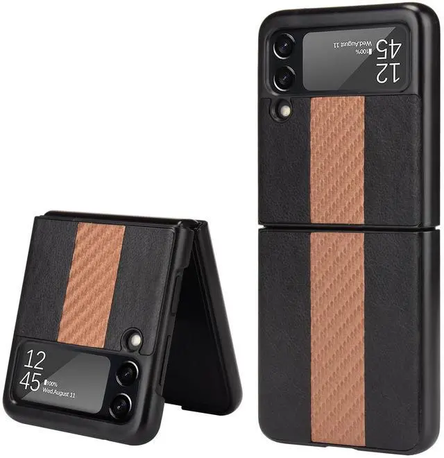 Main image of For Samsung Galaxy Z Flip 3 5G Slim Folding Leather Shockproof Phone Case Cover - Black