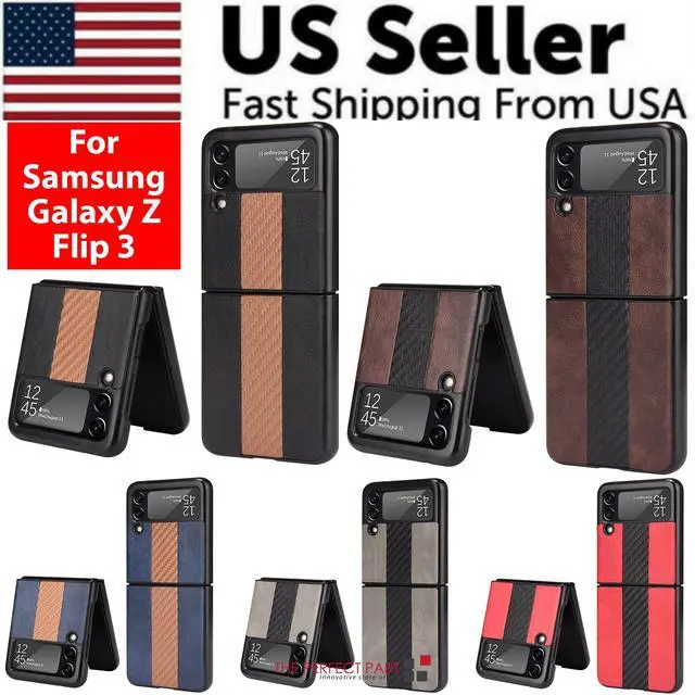 Alt view image 2 of 6 - For Samsung Galaxy Z Flip 3 5G Slim Folding Leather Shockproof Phone Case Cover - Gray