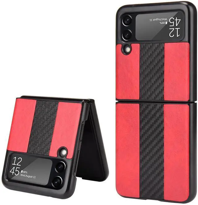 Main image of For Samsung Galaxy Z Flip 3 5G Slim Folding Leather Shockproof Phone Case Cover - Red