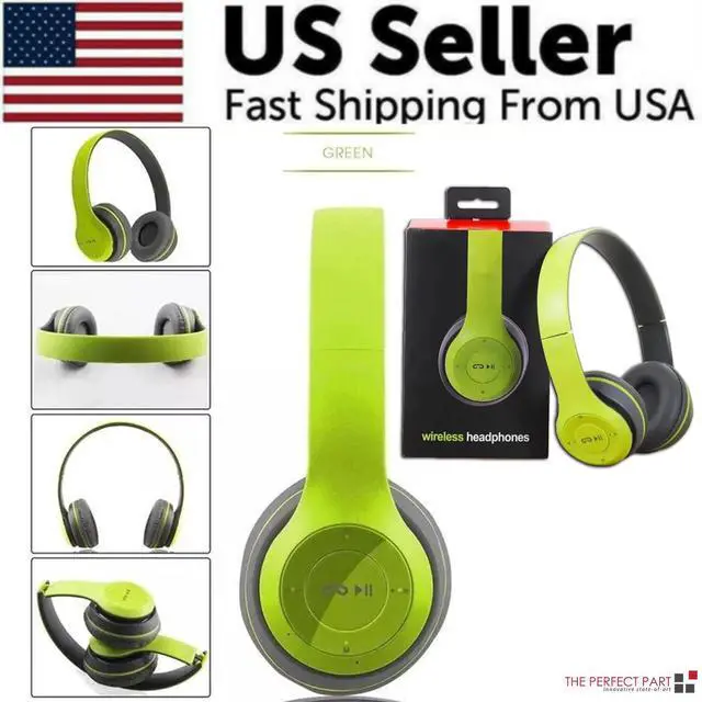 Main image of Wireless Bluetooth 5.0 Headphones Headset Over-Ear FM Radio MIC Foldable TF Card - Green