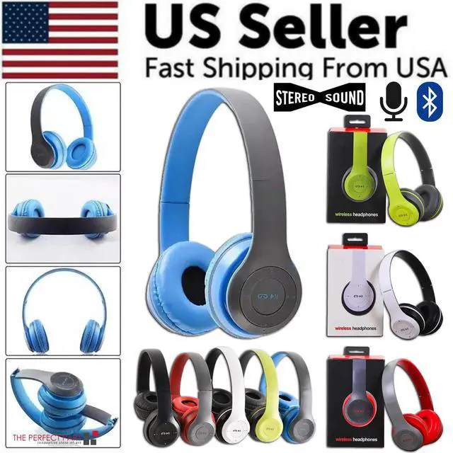 Alt view image 2 of 6 - Wireless Bluetooth 5.0 Headphones Headset Over-Ear FM Radio MIC Foldable TF Card - Green