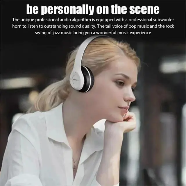 Alt view image 4 of 6 - Wireless Bluetooth 5.0 Headphones Headset Over-Ear FM Radio MIC Foldable TF Card - Green