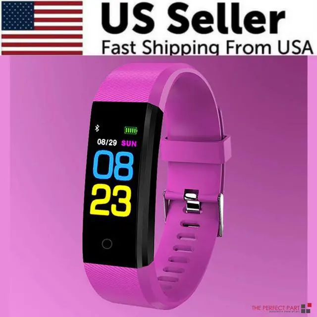 Main image of Fitness Smart Watch Activity Tracker Heart Rate For Women Men Oxygen BP Monitor - Purple