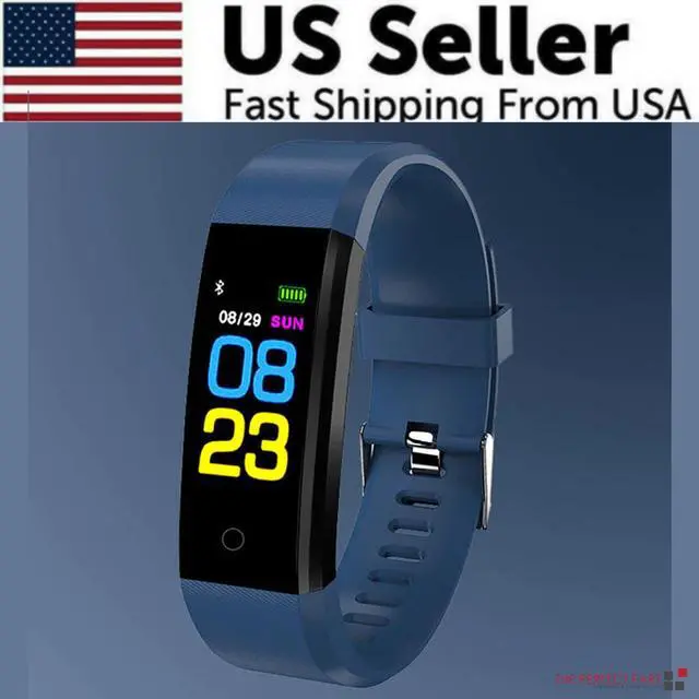 Main image of Fitness Smart Watch Activity Tracker Heart Rate For Women Men Oxygen BP Monitor - Blue