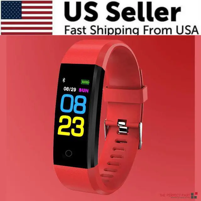 Main image of Fitness Smart Watch Activity Tracker Heart Rate For Women Men Oxygen BP Monitor - Red