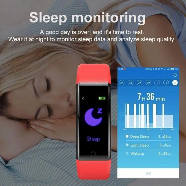 Alt view image 6 of 6 - Fitness Smart Watch Activity Tracker Heart Rate For Women Men Oxygen BP Monitor - Black