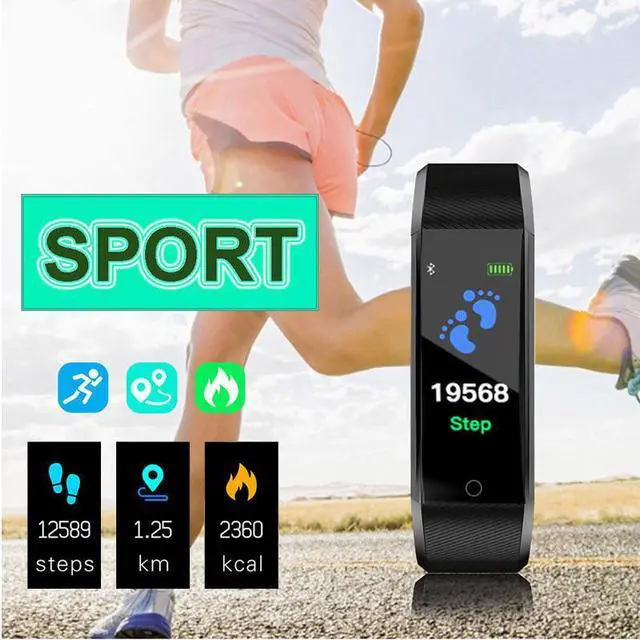 Alt view image 5 of 6 - Fitness Smart Watch Activity Tracker Heart Rate For Women Men Oxygen BP Monitor - Black