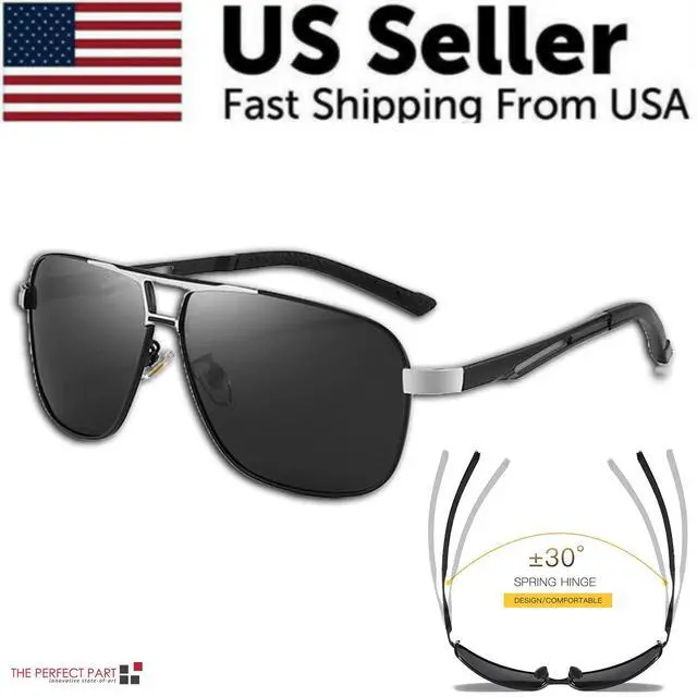 Main image of Polarized Sunglasses Men Driving Sport Outdoor Glasses Black Male Eyewear UV400 - Style 1 - Silver W/ Black Lens