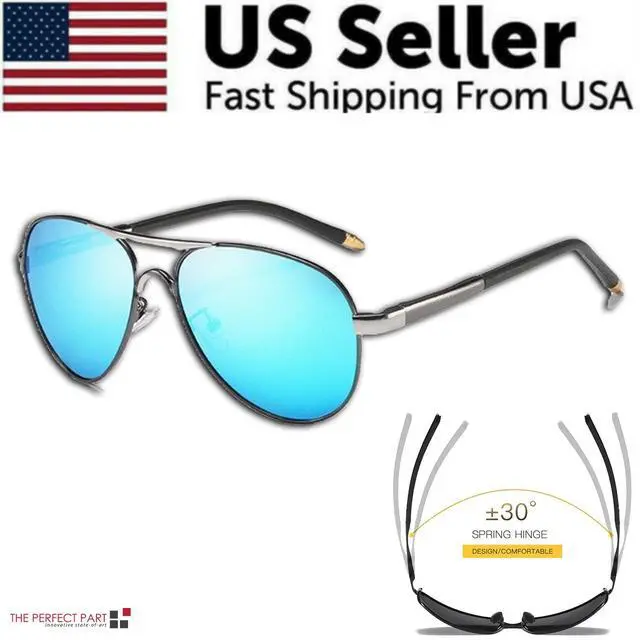 Main image of Polarized Sunglasses Men Driving Sport Outdoor Glasses Black Male Eyewear UV400 - Style 2 - Black W/ Blue Lens