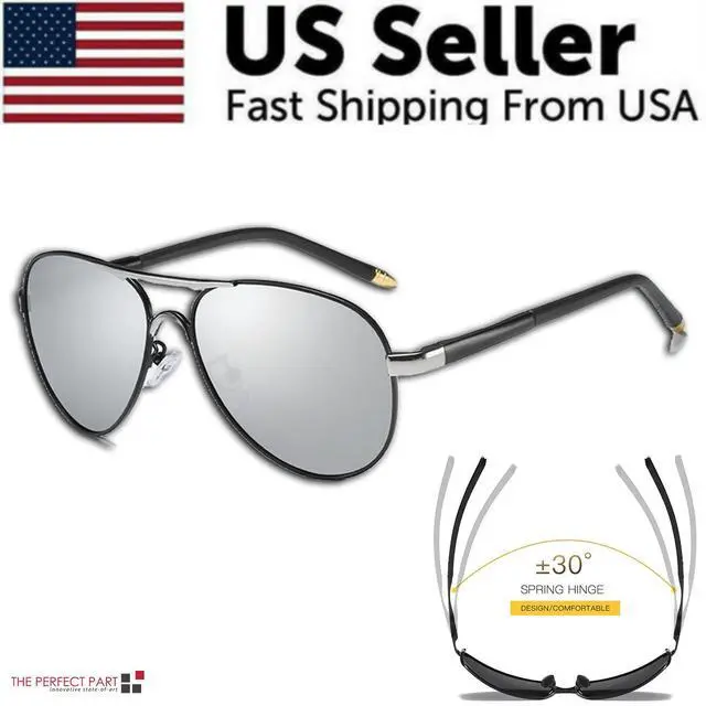 Main image of Polarized Sunglasses Men Driving Sport Outdoor Glasses Black Male Eyewear UV400 - Style 2 - Black W/ Silver Lens