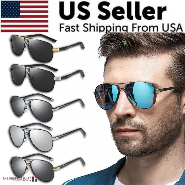 Alt view image 2 of 6 - Polarized Sunglasses Men Driving Sport Outdoor Glasses Black Male Eyewear UV400 - Style 1 - Silver W/ Black Lens