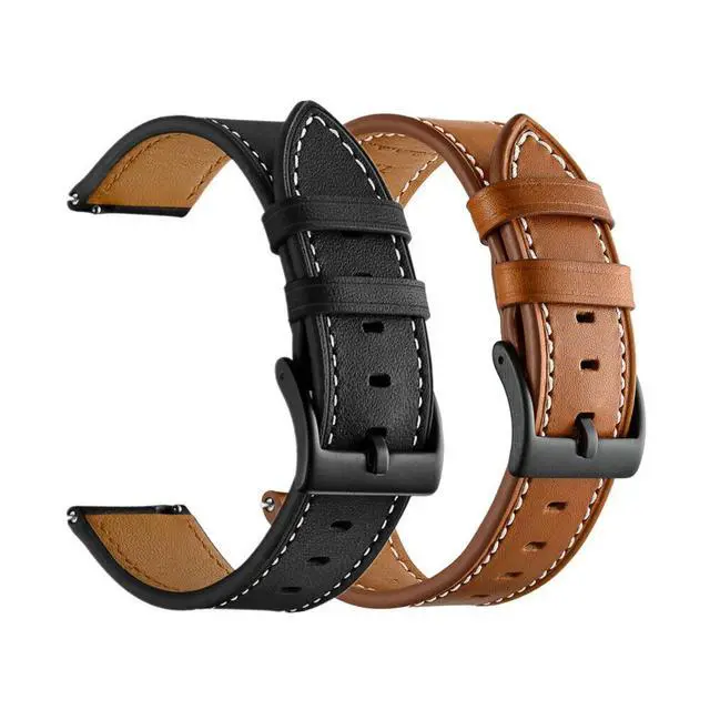 Alt view image 3 of 6 - 18mm 20mm 22mm Classic Genuine Leather Watch Band Strap Quick Release Wristband - Black