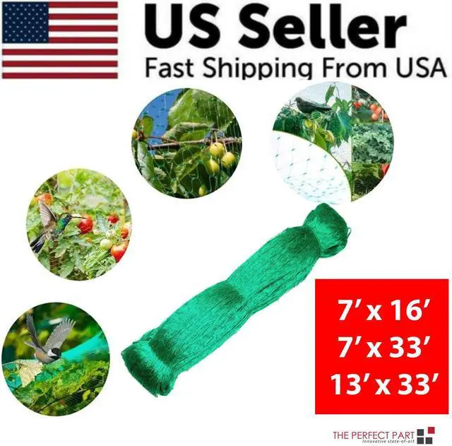 Main image of 33FT Anti Bird Netting Pond Net Protection Tree Crops Plants Fruits Garden Mesh - 7FT x 33FT