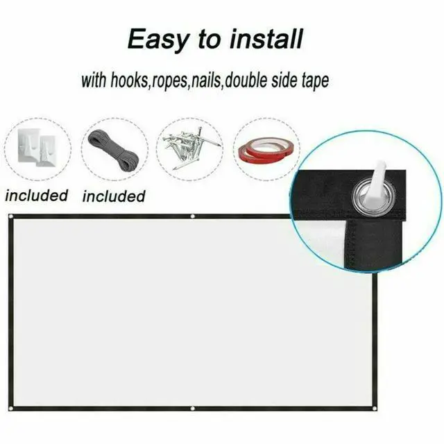 Alt view image 6 of 6 - Portable Foldable Projector Screen 16:9 HD Outdoor Home Cinema Theater 3D Movie - 84 in