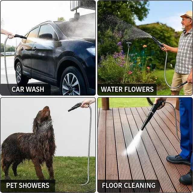 Alt view image 4 of 6 - Stainless Steel Metal Garden Water Hose Pipe Flexible Lightweight 25/50/75/100FT