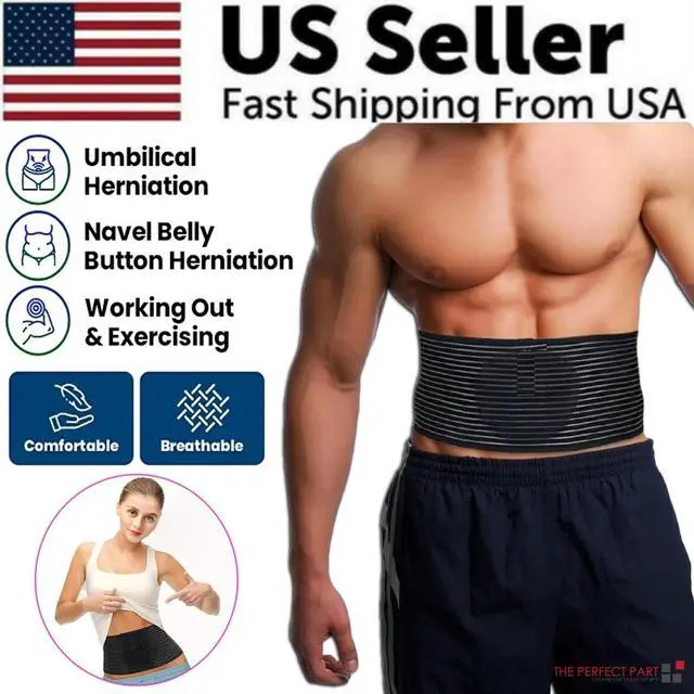 Alt view image 2 of 6 - Umbilical Hernia Belt for Men and Women Abdominal Support Binder with Compress - S/M 27"-40"