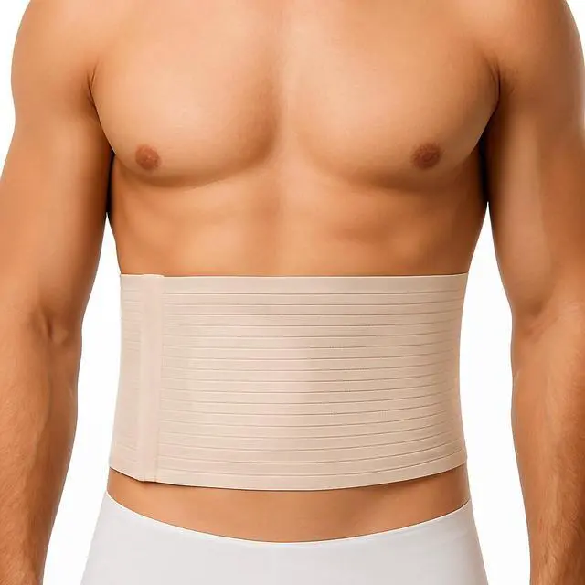 Alt view image 4 of 6 - Umbilical Hernia Belt for Men and Women Abdominal Support Binder with Compress - S/M 27"-40"