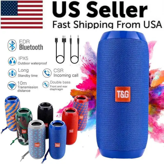 Alt view image 2 of 6 - Bluetooth Speaker Wireless Waterproof Outdoor Stereo Bass USB/TF/FM Radio LOUD - Red