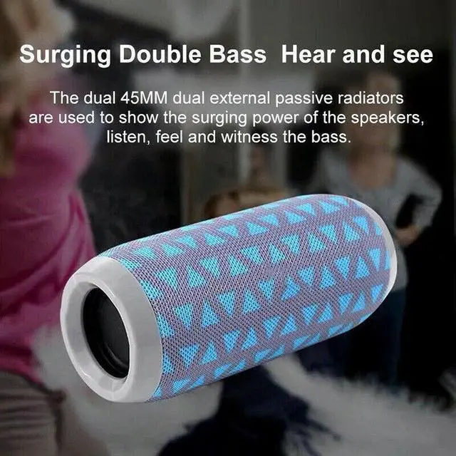 Alt view image 4 of 6 - Bluetooth Speaker Wireless Waterproof Outdoor Stereo Bass USB/TF/FM Radio LOUD - Red