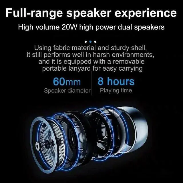 Alt view image 5 of 6 - Bluetooth Speaker Wireless Waterproof Outdoor Stereo Bass USB/TF/FM Radio LOUD - Red