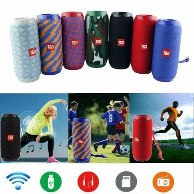 Alt view image 6 of 6 - Bluetooth Speaker Wireless Waterproof Outdoor Stereo Bass USB/TF/FM Radio LOUD - Red