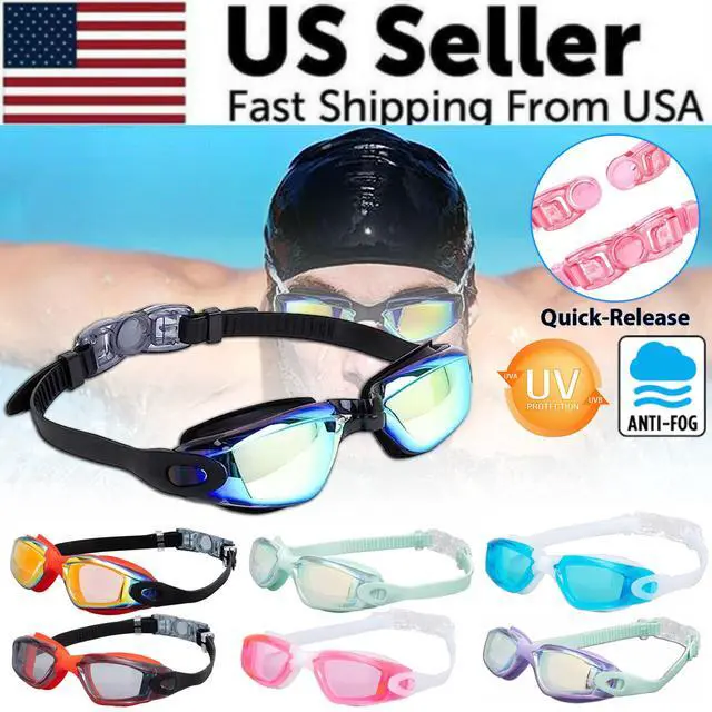 Alt view image 2 of 6 - Clear Comfortable Swimming Goggles UV- Anti-Fog Swim Glasses Mirror Adult & Kids - Pink with Clear Lenses