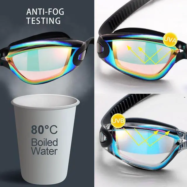Alt view image 6 of 6 - Clear Comfortable Swimming Goggles UV- Anti-Fog Swim Glasses Mirror Adult & Kids - Pink with Clear Lenses