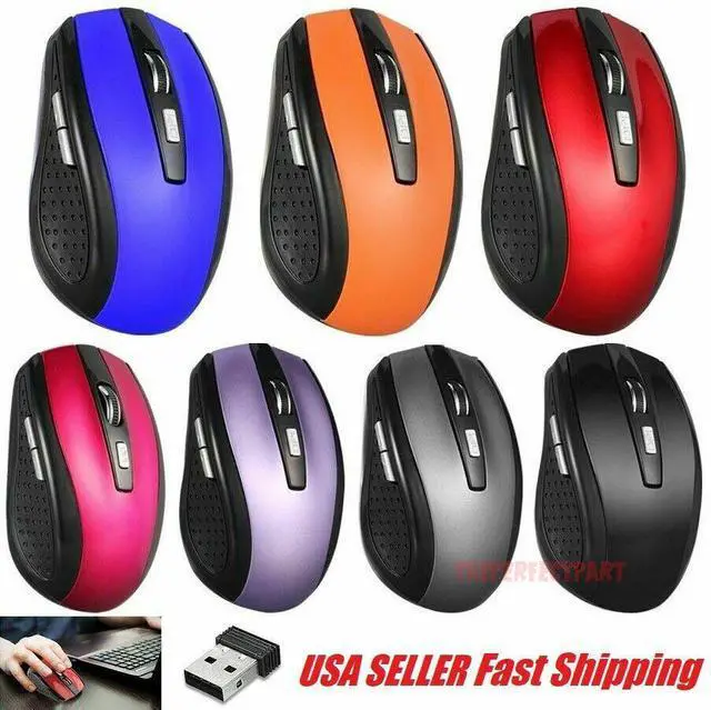 Alt view image 2 of 6 - 2.4GHz Wireless Optical Mouse Mice & USB Receiver For PC Laptop Computer DPI USA - Gray