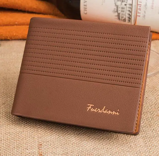Main image of Men's Bifold Leather Credit ID Card Holder Wallet Billfold Purse Clutch Billfold - Matte Brown