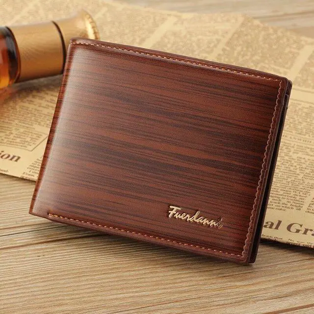 Main image of Men's Bifold Leather Credit ID Card Holder Wallet Billfold Purse Clutch Billfold - Glossy Light Brown