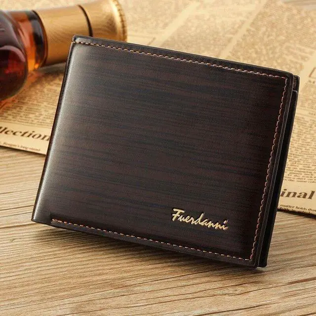 Main image of Men's Bifold Leather Credit ID Card Holder Wallet Billfold Purse Clutch Billfold - Glossy Dark Brown