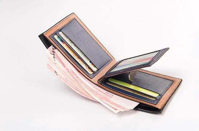 Alt view image 6 of 6 - Men's Bifold Leather Credit ID Card Holder Wallet Billfold Purse Clutch Billfold - Matte Blue