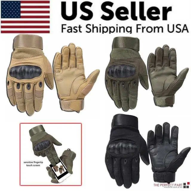 Alt view image 2 of 6 - Tactical Motorcycle Motocross Full Finger Gloves Motorbike Riding Racing Mittens - XL