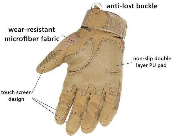 Alt view image 4 of 6 - Tactical Motorcycle Motocross Full Finger Gloves Motorbike Riding Racing Mittens - XL