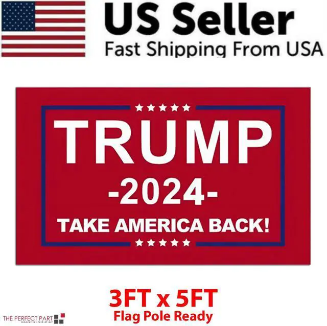 Main image of 3x5' 2024 President Donald Trump Flag Take America Back Save USA Again Banner - #4 Red Take America Back!