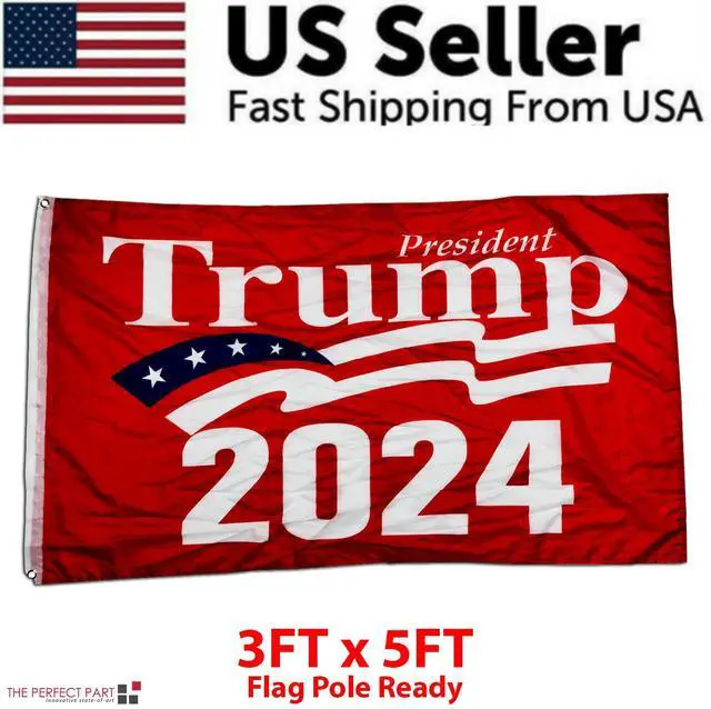 Main image of 3x5' 2024 President Donald Trump Flag Take America Back Save USA Again Banner - #8 Red Trump 2024