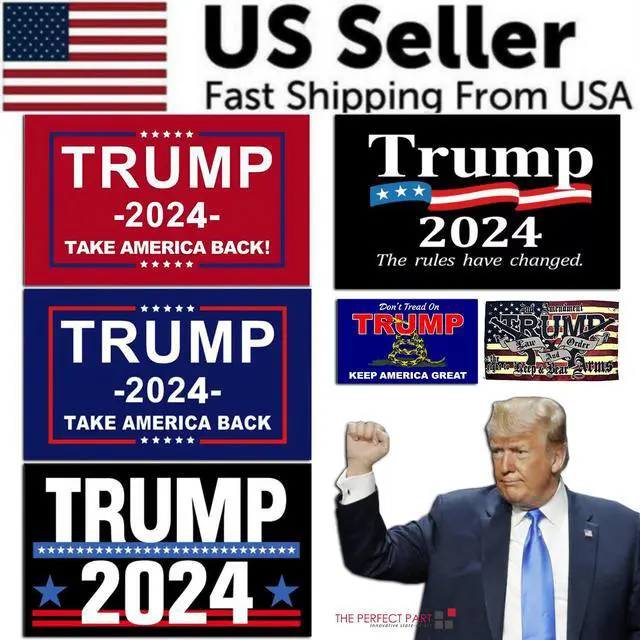 Alt view image 2 of 7 - 3x5' 2024 President Donald Trump Flag Take America Back Save USA Again Banner - #2 President Trump 2024