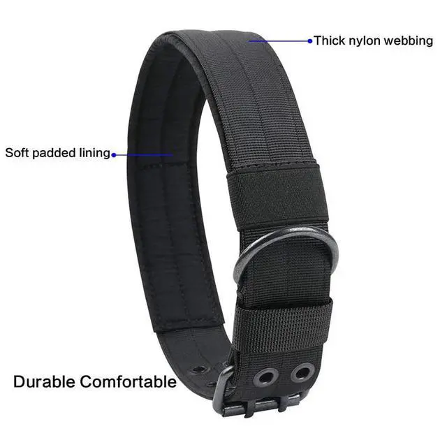 Alt view image 3 of 6 - 2''Wide Tactical Heavy Duty Nylon Large Dog Collar K9 Military With Metal Buckle - L - Neck 18.9" ~ 22.8"