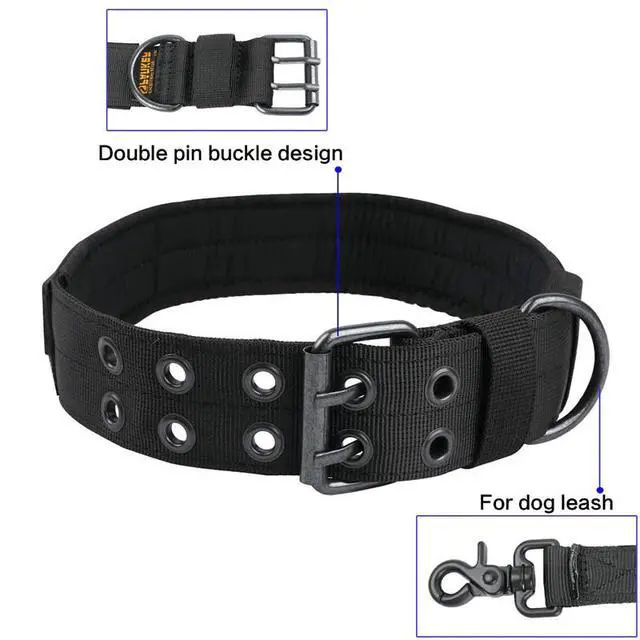 Alt view image 5 of 6 - 2''Wide Tactical Heavy Duty Nylon Large Dog Collar K9 Military With Metal Buckle - L - Neck 18.9" ~ 22.8"