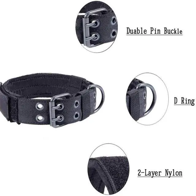Alt view image 6 of 6 - 2''Wide Tactical Heavy Duty Nylon Large Dog Collar K9 Military With Metal Buckle - L - Neck 18.9" ~ 22.8"