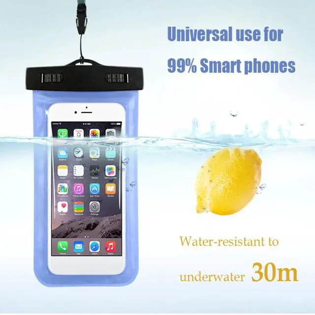 Alt view image 4 of 6 - 3 Pack Waterproof Floating Cell Phone Pouch Dry Bag Case Cover For Phone Samsung - Deep Blue